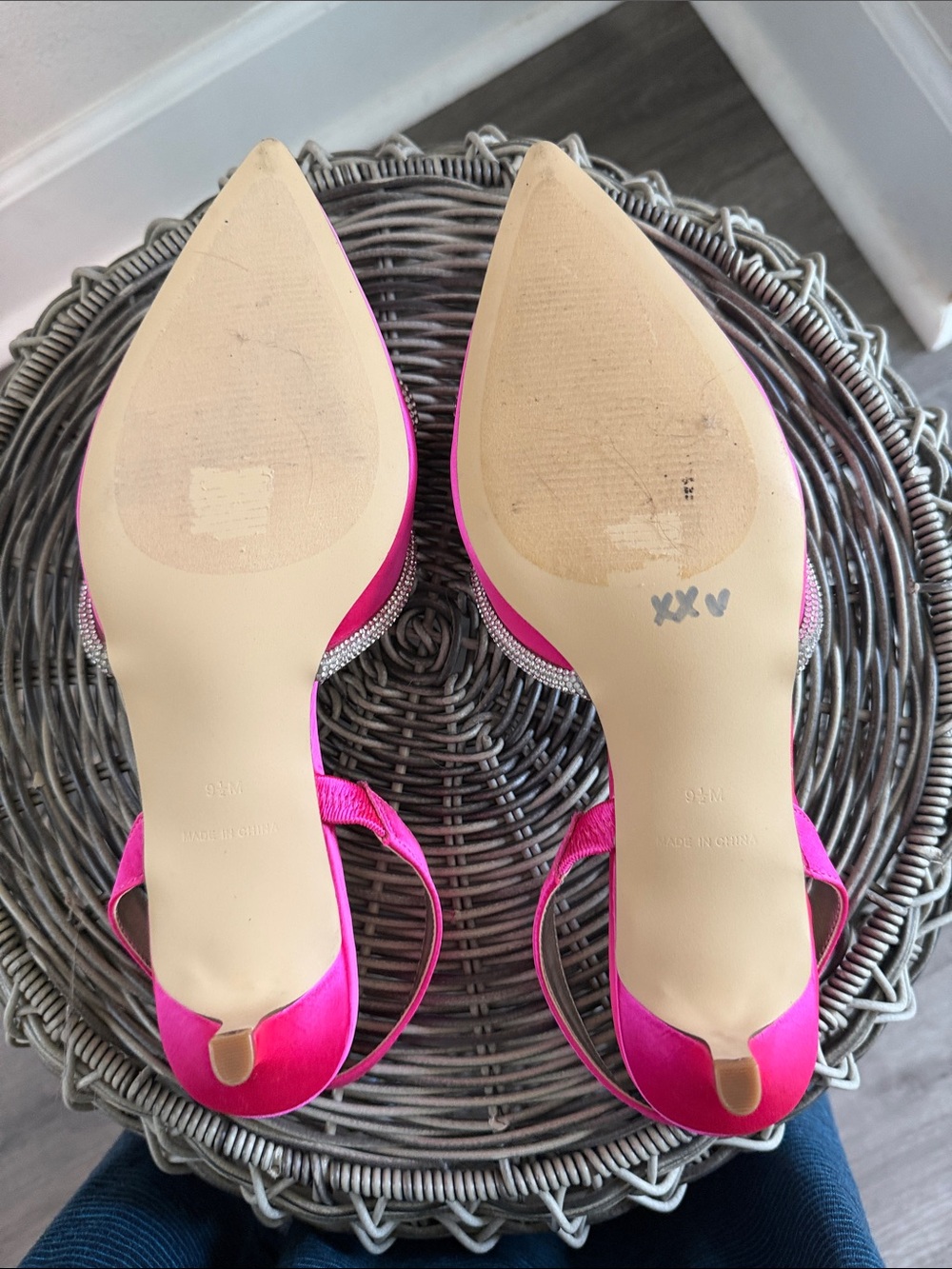 Lilly Pulitzer Hot Pink Satin Slingback Heels with Crystal Bow - Picture 10 of 12